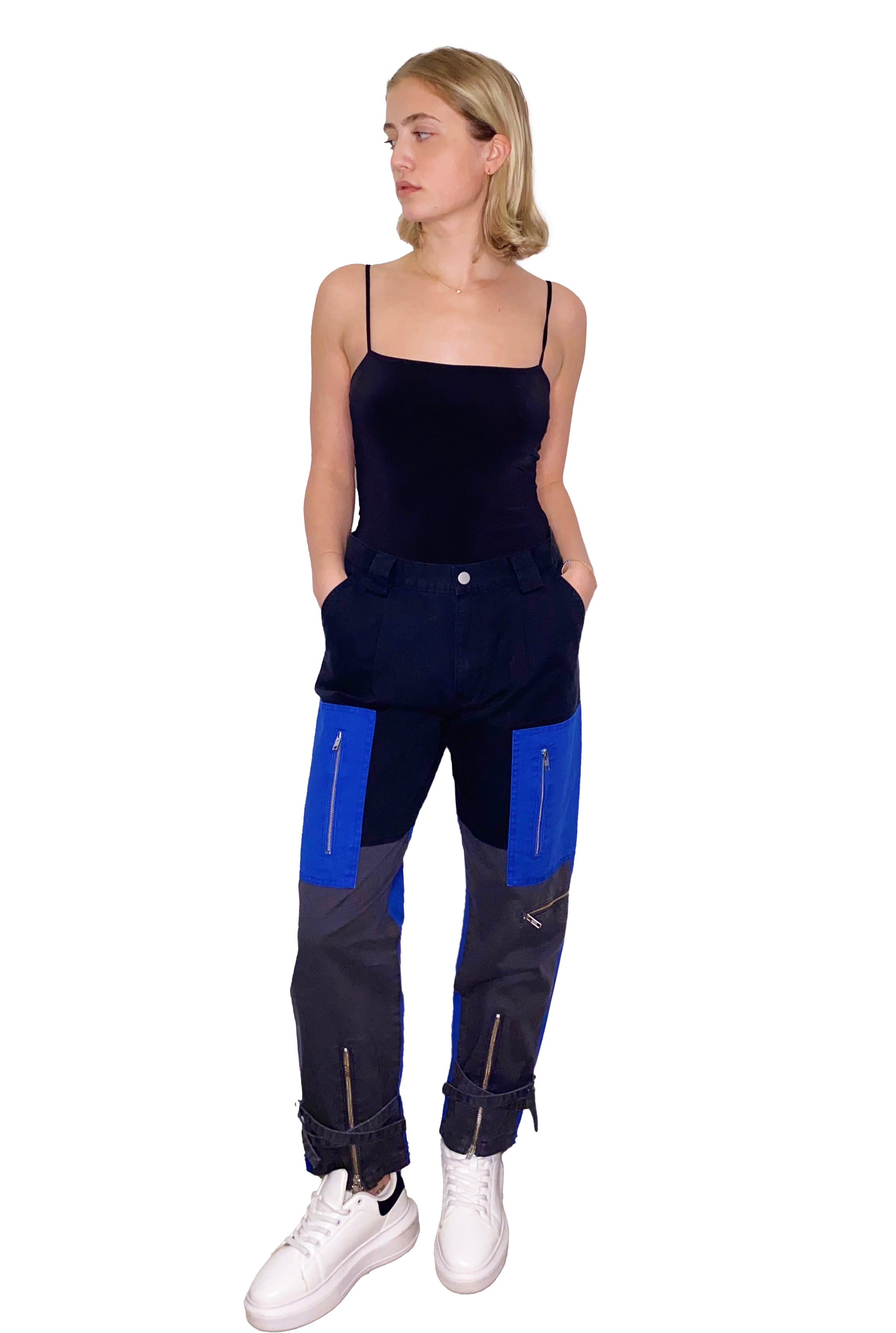 Rihanna Color block Utility Pant In Electric Blue