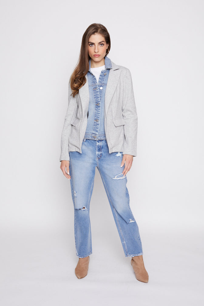 Helen Blazer in Ibiza & Heather Grey With Removeable Denim Insert