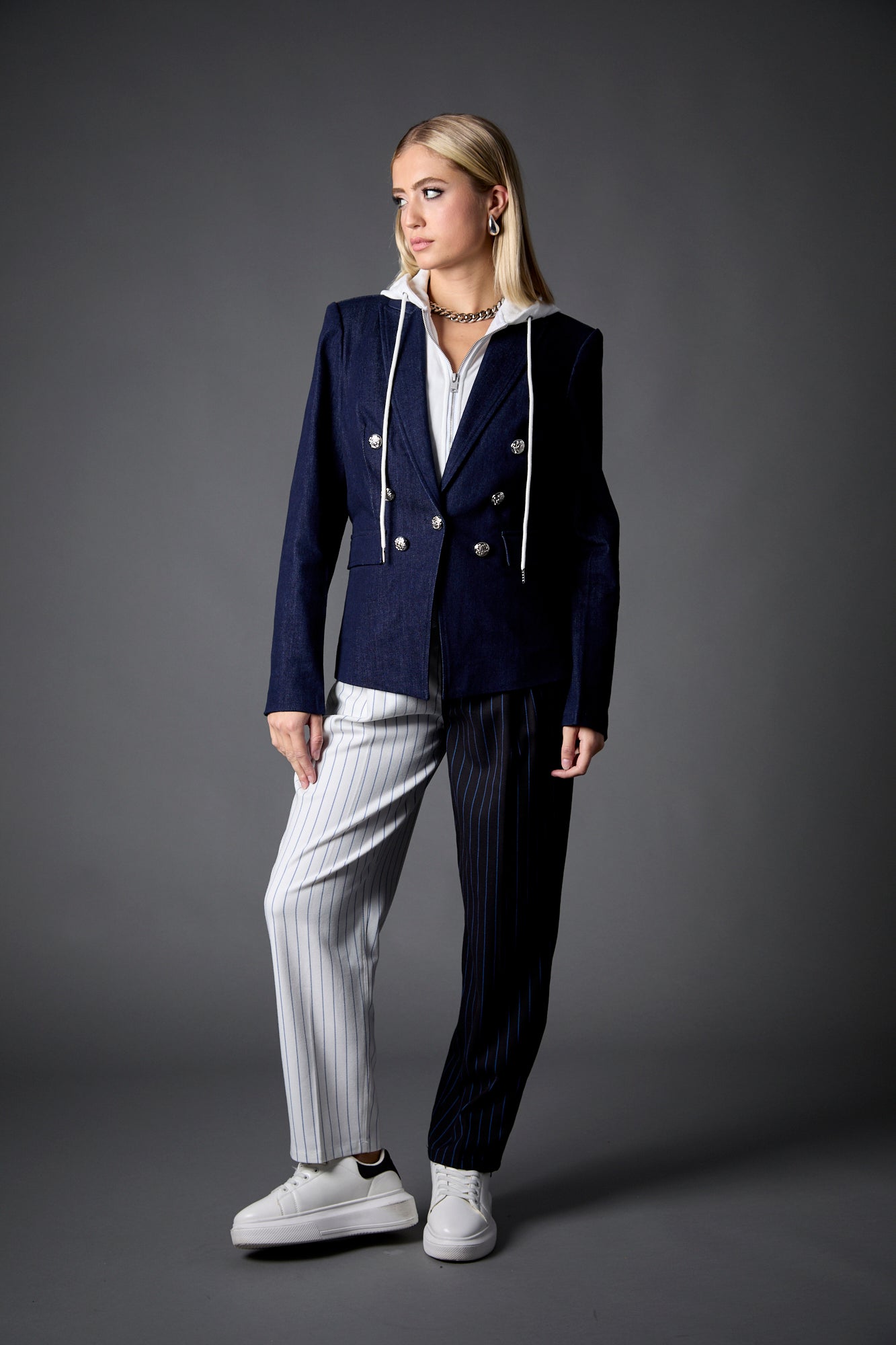 Happy Hour Pant In Blue & White Pinstripe