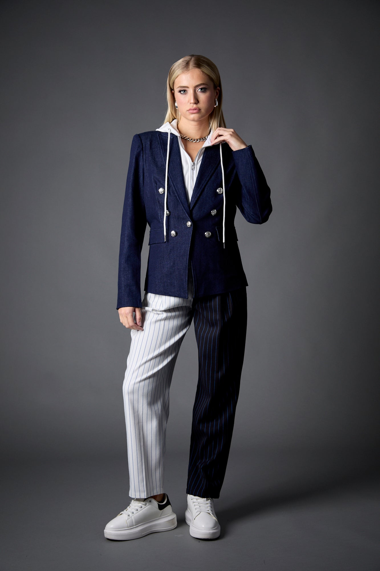 Happy Hour Pant In Blue & White Pinstripe