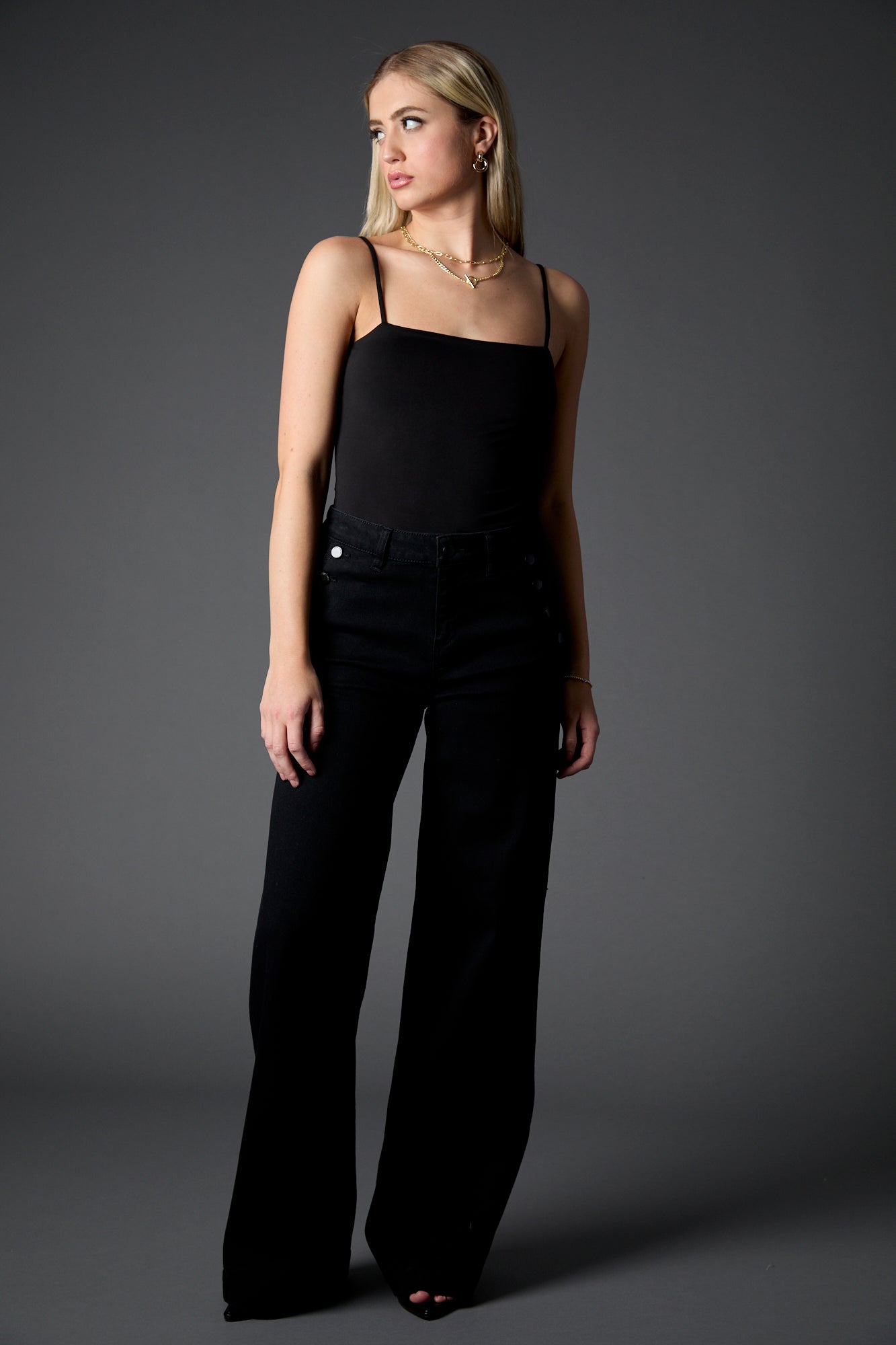 Selena Recycled Wide Leg Trouser in Black