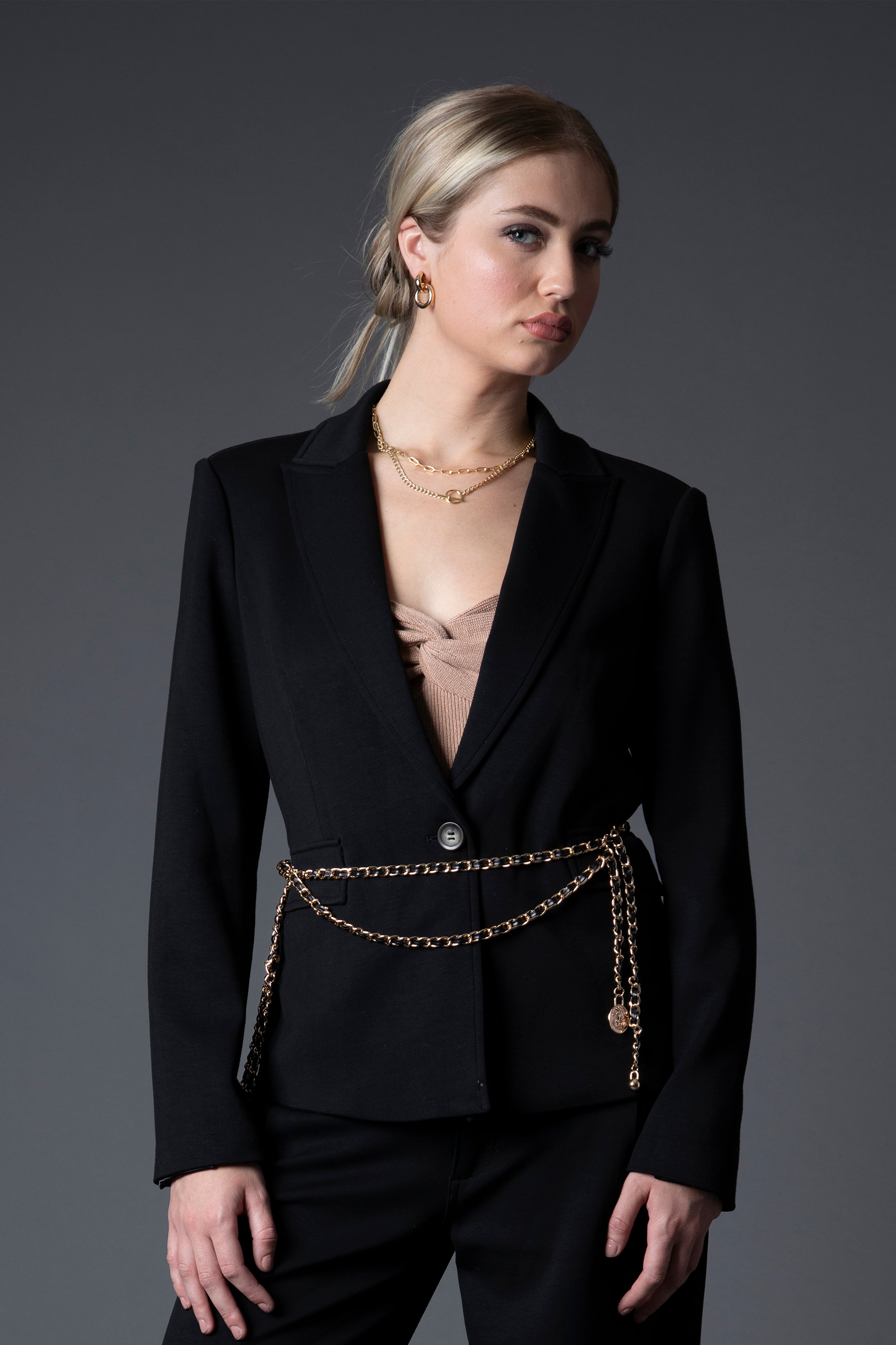 Taylor Belted Blazer in Black