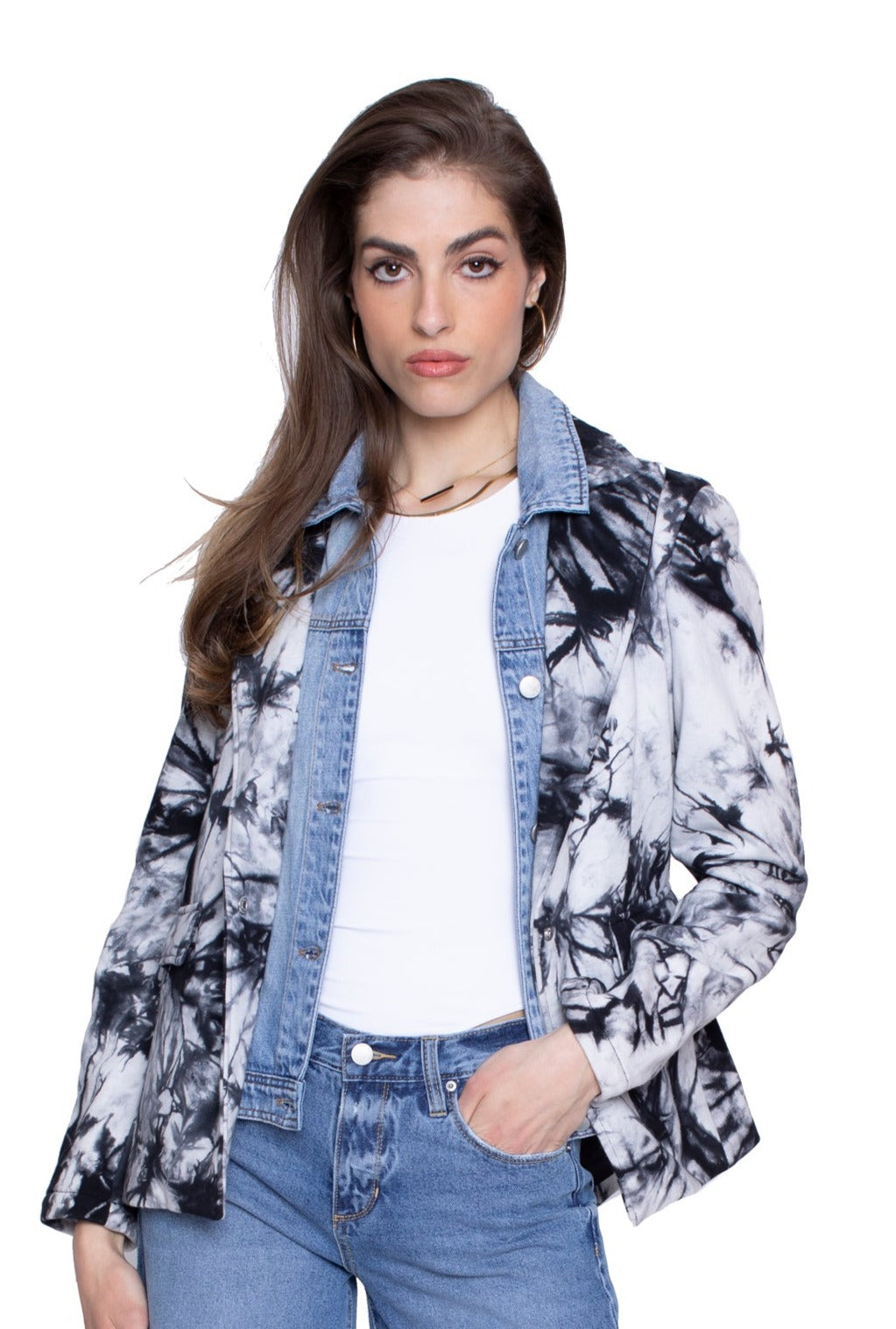 Helen Tie Dye Blazer With Removable Denim Insert